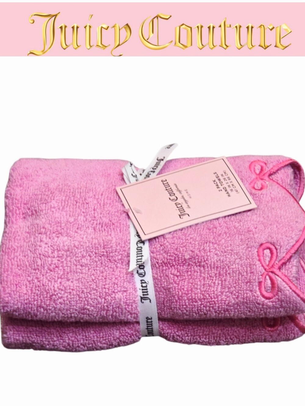 Juicy Couture Home Bow Trim Scalloped Hand Towel Set